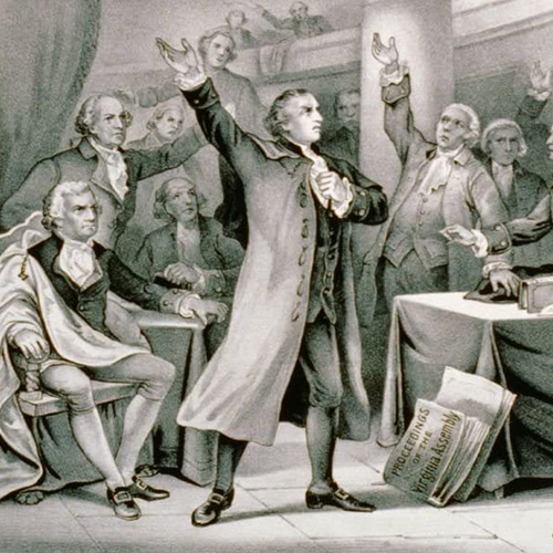 Patrick Henry delivering message